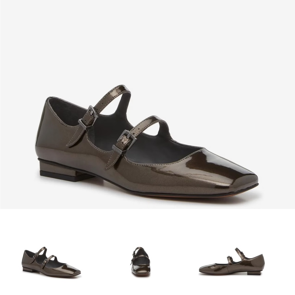 Franco Sarto Tesoro Metallic Gray Patent Leather Flats